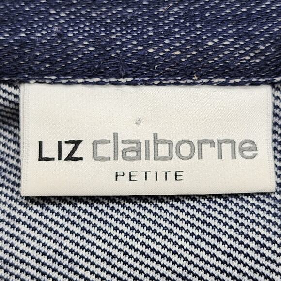 Liz Claiborne Jacket Womens Blue Denim Look Stretch Knit Asymmetrical Zip Moto - Picture 5 of 10
